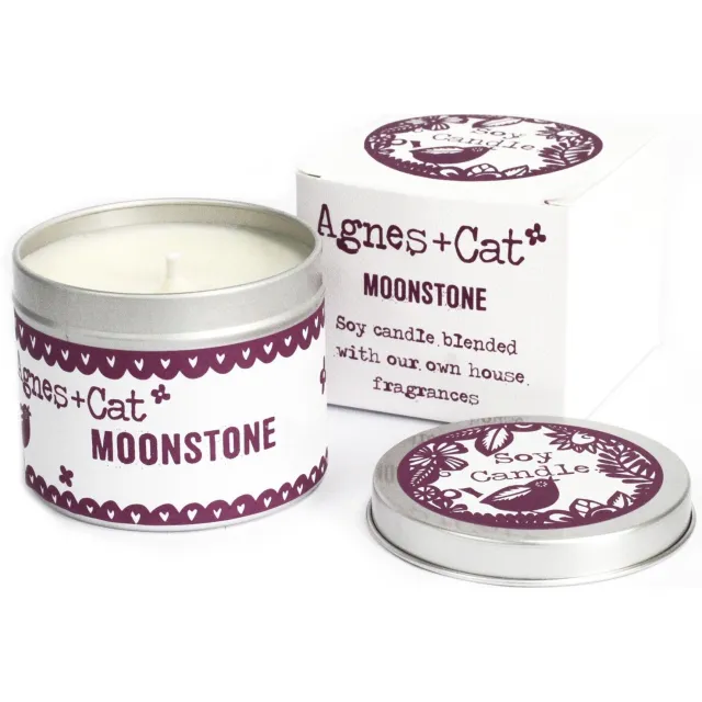 Agnes & Cat Tin Candle - Moonstone wit
