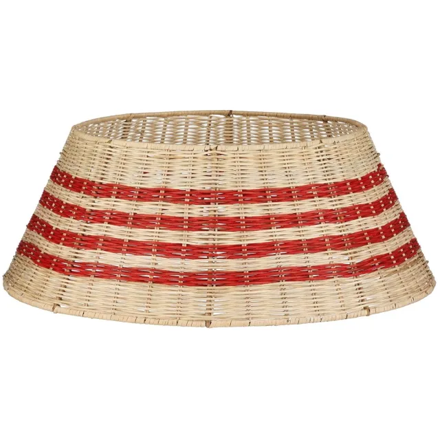 Mica Decorations Kerstboomrok - H25 x Ø60 cm - Rotan - Beige, Rood