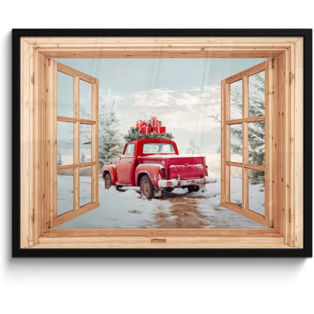 FrameYourWall Poster in lijst - Fotolijst 70x50 cm - Posters - Doorkijk - Auto - Kerst - Cadeaus - Winter - Landschap - Posterlijst zwart - Decoratie - Wanddecoratie woonkamer - Muurdecoratie slaapkamer - Kerstversiering - Kerstdecoratie voor binnen - Kerstmis