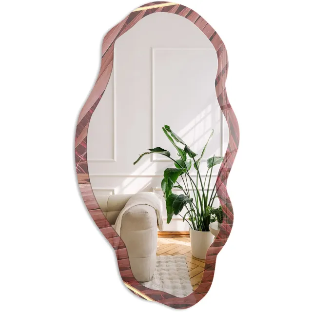Coloray Botanisch Accent Spiegel - Bruin Rechthoekige Spiegel Voor Interieur - Organische Spiegel - Woonkamer, Kantoor, Slaapkamer - Modern - 45x90 cm - Totale afmeting 52x97 cm Botanisch Accent, Bruin
