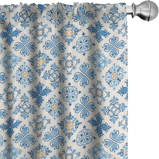 ABAKUHAUS Voorhangen – 2x75x175 cm – Mikrofaser – Halfdonker – Hemelsblauw/Wit Hemelsblauw Wit