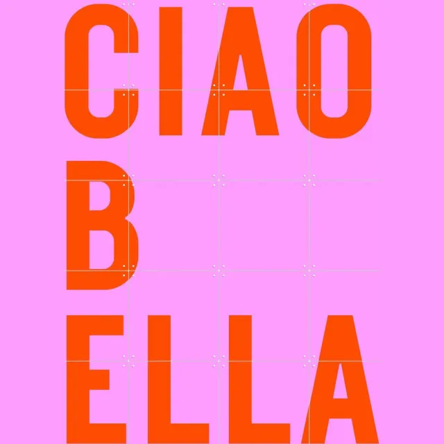 IXXI Ciao Bella Pink, Ohkimiko & Various - 80 x 100 cm - Grote wanddecoratie en posters - Speels, Grafisch Ontwerp, Typografie, Kleurrijk Rood / Roze