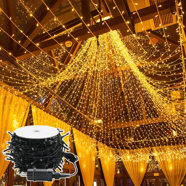 NAIZY Lichtsnoer LED Fairy Lights 50 m - Warmwit - met Stekker 8 Lichtstanden - IP44 Waterdicht - Buiten Binnen - Feestverlichting voor Kerstmis Bruiloft en Halloween - NAIZY