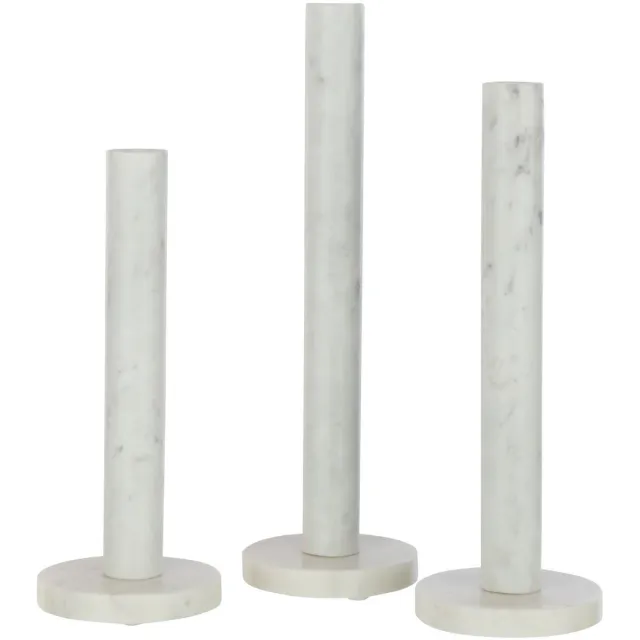 J-Line kaarshouder Marmer - steen - wit - set van 3