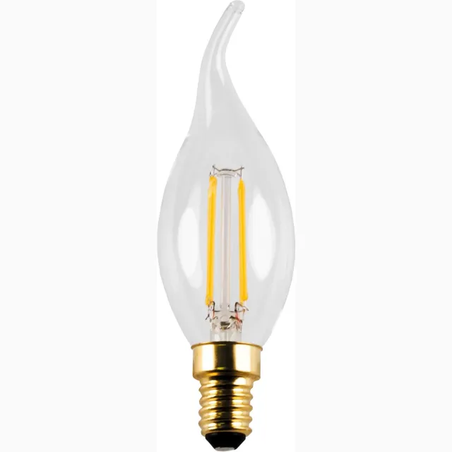 Fantasia LED kaarslamp E14, C35-vorm, 4W/400 lumen, dimbaar, 2700K warm wit licht, helder glas met zichtbaar filament, 360°