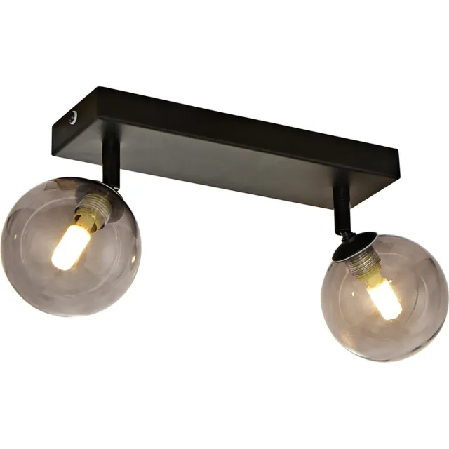 Olucia AMER - Badkamer Plafondlamp - Zwart / Grijs - Geschikt voor Badkamer - Vorm: Rond
