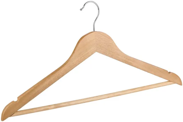 Alpina Kledinghangers Hout – 5 Stuks – Houten Kleerhangers – Kledinghanger Set - Houtkleur Bruin