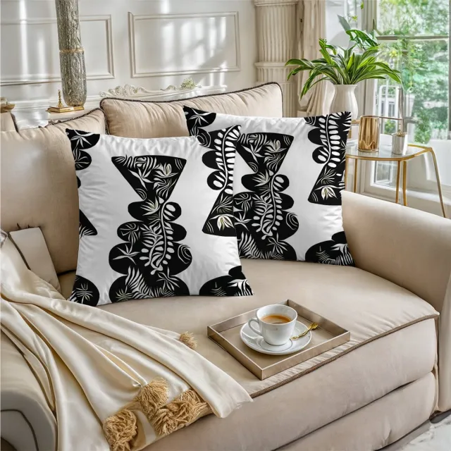 Boraboi Luxe Decoratieve Kussenhoezen set van 2 , Zachte Suède Touch- 40x40 cm -(Zwart,Wit,Groen)