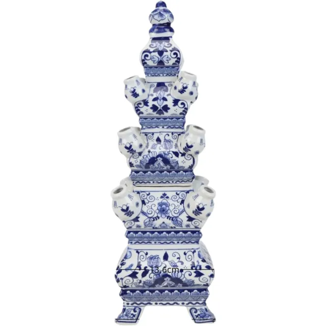 TRAA Delftsblauwe piramidevaas 46cm hoog - tweedelig