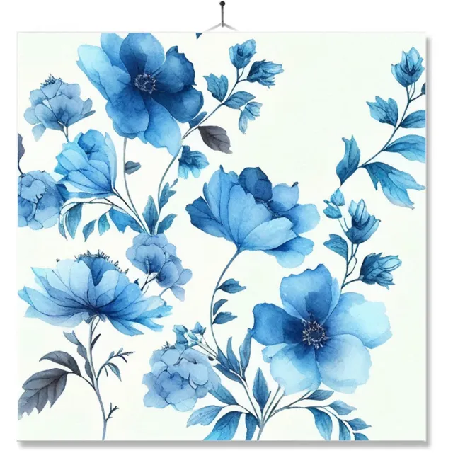MC Living Tegel Met Opdruk | Kado | Cadeau | Delfs blauwe bloemen Ontwerp 3