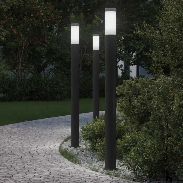 vidaXL Bolderverlichting 3 stuks 110 cm RVS IP44 Zwart