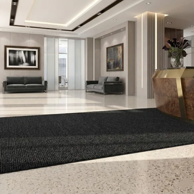 Floordirekt Vuilvangmat Hong Kong - Veelzijdig Inzetbaar - Antislip - Zwart - 100 x 200 cm - Stevig & Onderhoudsvriendelijk voor Binnen & Entree