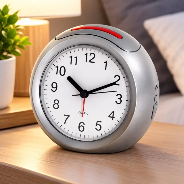 MaatShopXL Balace Time - Wekker analoog - Antraciet met snoer Zilver