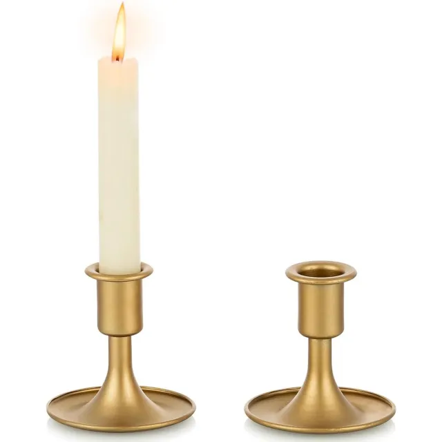 Cosensi Gouden kaarsenhouder set van 2 voor tafel decoratie, bruiloft en kerst Any