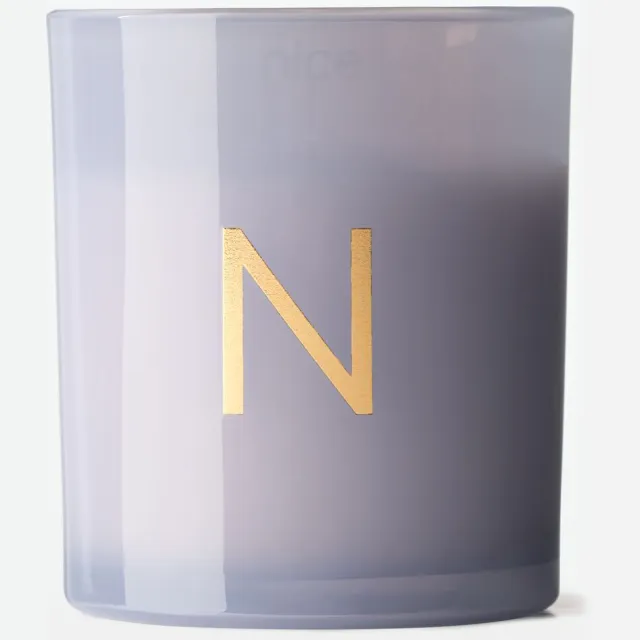 HEMA Kaars in glas ⌀8x9cm letter N (lichtblauw)