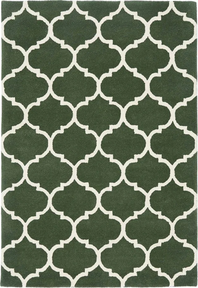 Eazy Living Easy Living - Albany-Ogee-Green Vloerkleed - 160x230 - Rechthoek - Laagpolig Tapijt - Klassiek - Groen, Wit