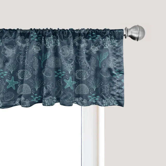 ABAKUHAUS Kwallen Raamvalletje, Gordijnvalletje voor Keuken en Slaapkamer met Tunnelzoom, 137 cm x 30 cm, Petrolblauw Cadetblauw