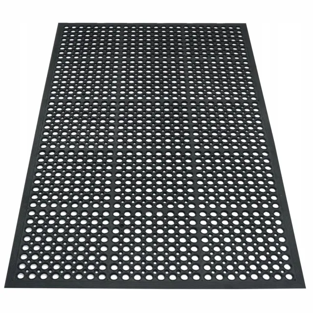 Eureka Home Ajour Rubberen Deurmat met Oprit - 90x150 cm Zwart