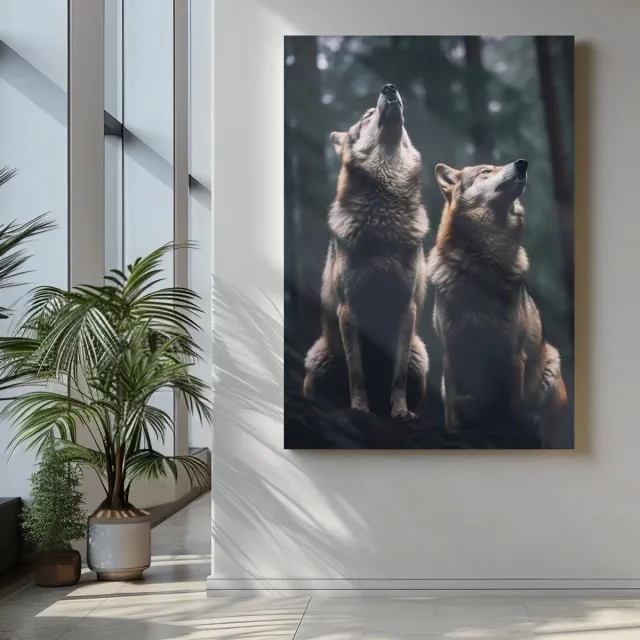 Trendex Global Canvas Schilderij - Wolven - Wilde Dieren - 150x100x2 cm Bruin