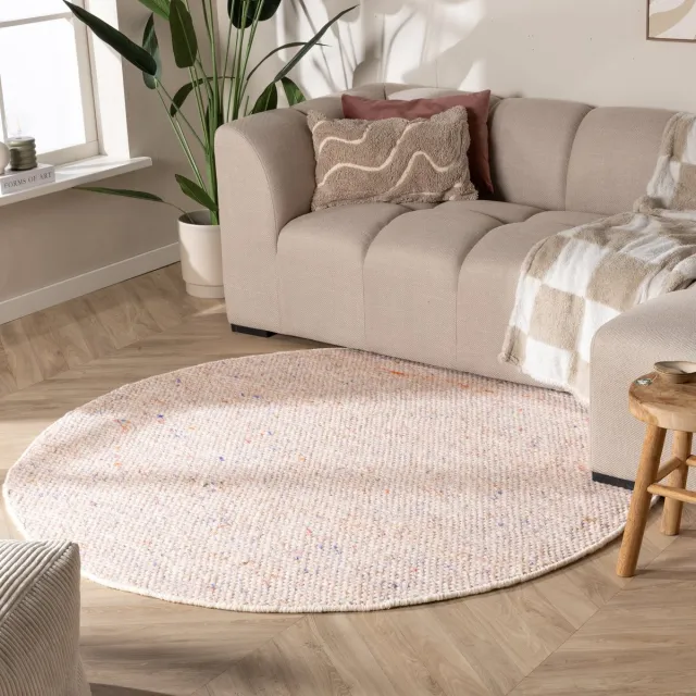 NATURL. Rond wollen vloerkleed - Feline Pastel - Ø 160cm Multicolor