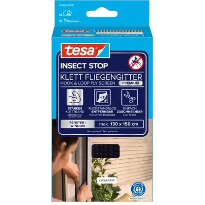 Tesa Raamhor Insect Stop - 130x150cm - Zwart - Textiel