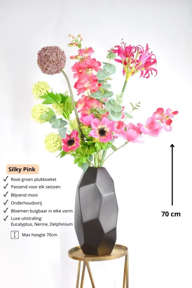 Natuurlijk Bloemen Kunstboeket - Silky Pink 70 cm - Zijden Kunstbloemen - Nepbloemen - Kunstbloemen - Zijden Boeket - Natuurlijk Bloemen Roze