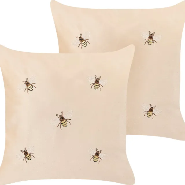 Beliani TALINUM - Sierkussen set van 2 - Beige - 45 x 45 cm - Polyester