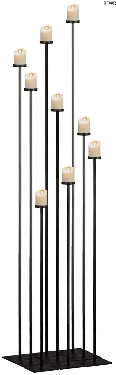 RFWR Hoge 9 Arm Kaarsenhouder – Elegante Vloerkandelaar voor Feestelijke Ceremonies en Decoratie Zwart