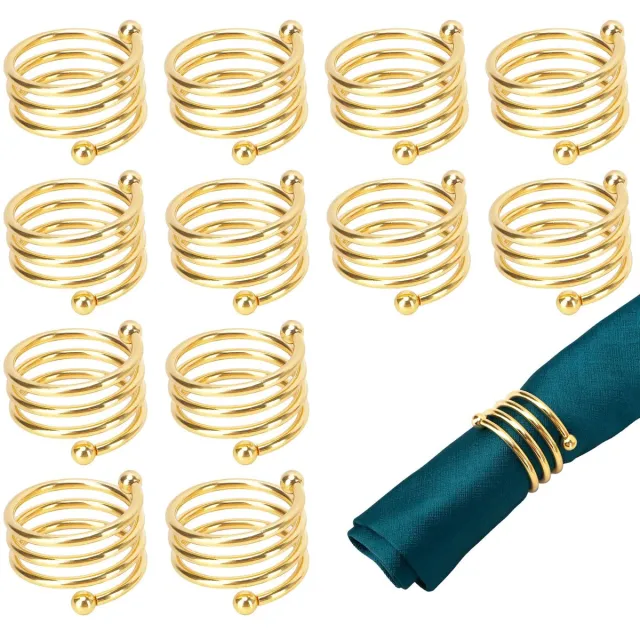 Ibenzoa Elegante set van 12 luxe gouden spiraalvormige servetringen voor stijlvol dineren