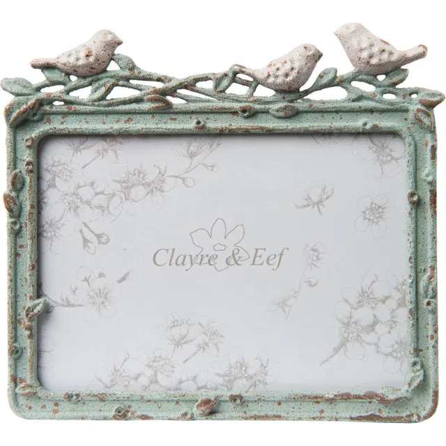 Clayre & Eef Fotolijst 13x9 cm Groen Metaal Vogel