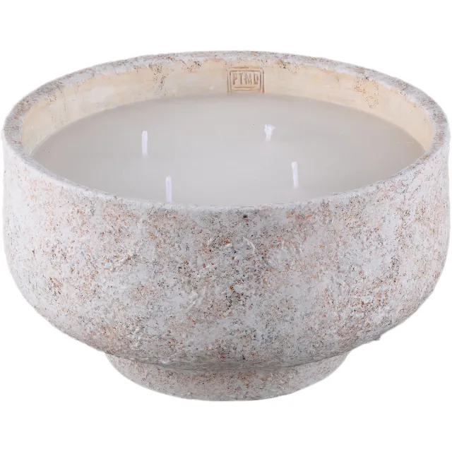 PTMD Haily White Cement Outdoor Candle On Base Wit