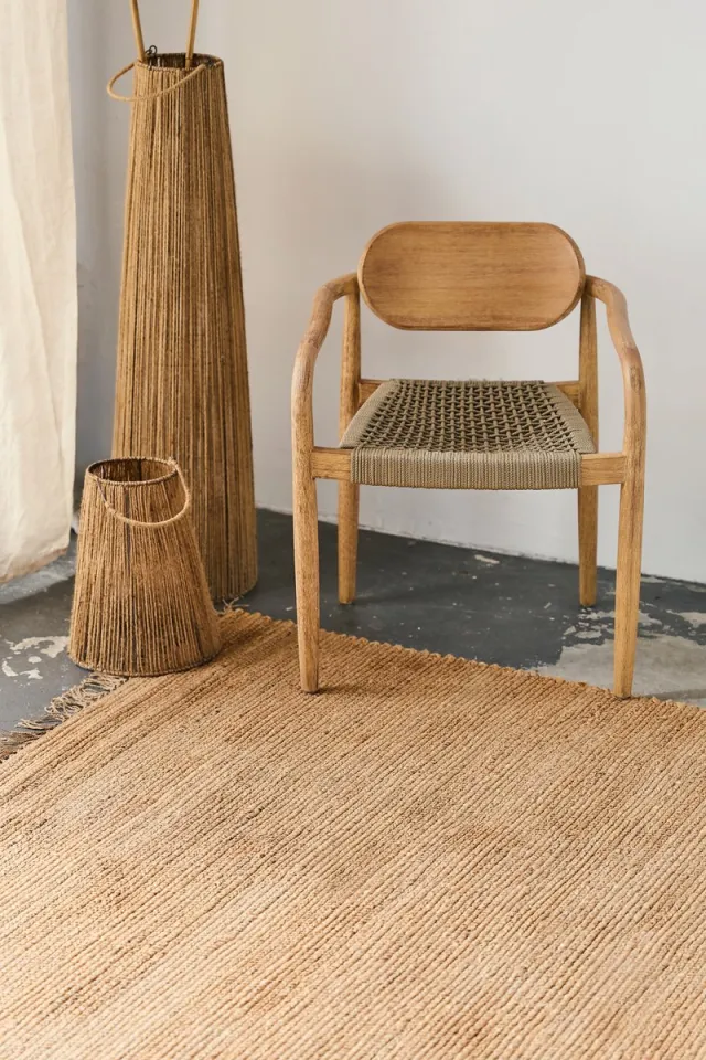 Tapiso Juten Vloerkleed Rechthoekig Handgemaakt Natuurlijk Beige Tapijt Bohemian Look Geschikt voor Woonkamer of Slaapkamer