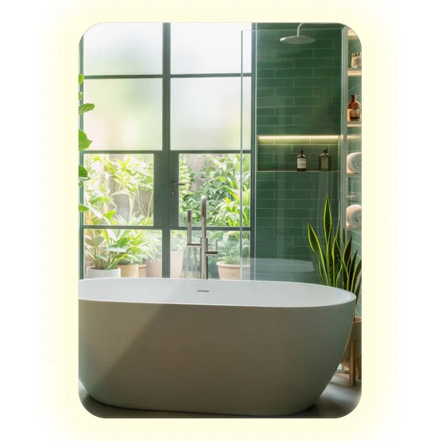 TULUP LED Spiegel - Rechthoekig met Afgeronde Randen - 50 x 70 cm - LED Badkamerspiegel - Neutraal Wit 4000K - Wandspiegel met Verlichting - Decoratief