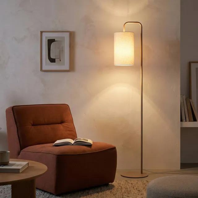 NOUS Living vloerlamp Krijn (33,5x155 cm) Beige/linnenlook