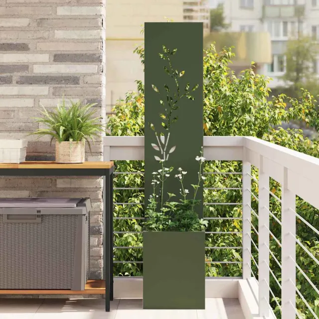 vidaXL Tuin Privacy Screen Bloemen Olijfgroen 32 x 32 x 150 cm
