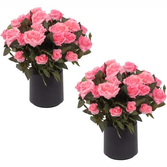 HOERFURIY Set van 2 Kunsthortensia’s in Pot, ca. 50 cm - roze