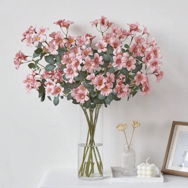Zijdebloemen.nl Zijden boeket Begonia - hoogte 70 cm - 6 stelen - zelfgemaakt boeket - DIY - alle kunstbloemen worden apart verzonden - lente - kleurrijk - kunstbloemen - nepbloemen - kunstbloemen - kunstplanten Roze