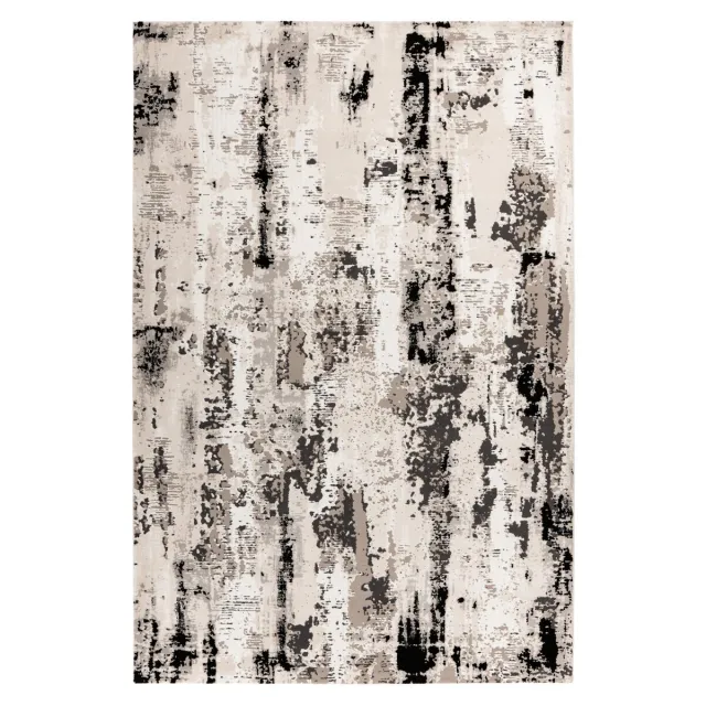 Padiro design laagpolig vloerkleed 80 x 150 cm - lichtbeige - modern abstract ontwerp - voor vloerverwarming - van polyester en katoen
