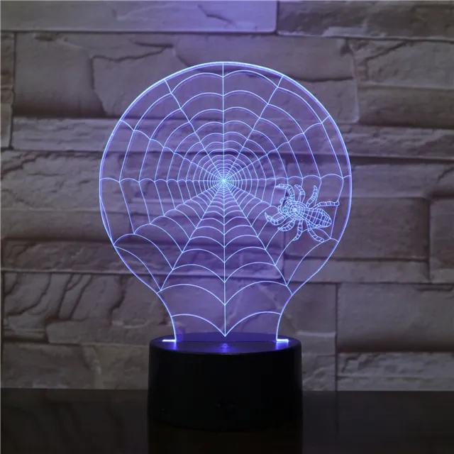 MC Living 3D Led Lamp Met Gravering - RGB 7 Kleuren - Spinnenweb