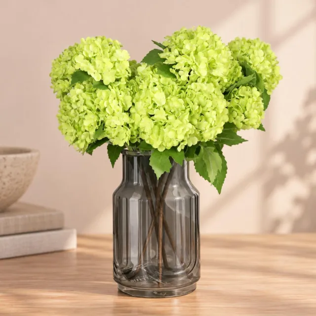 Bellatio Design Kunstbloem Viburnum / sneeuwbal - 6x - 30 cm - groen - losse steel - kunst zijdebloemen
