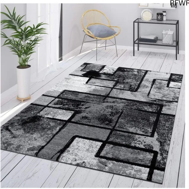 RFWR Vloerkleed Grijs Vintage Laagpolig Geometrisch Abstract Patroon 120x170 cm