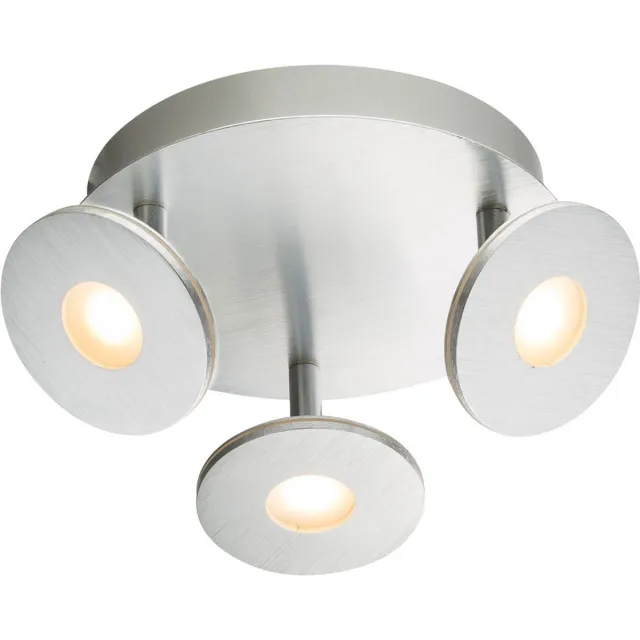 Globo Lighting Plafondlamp 3 vlammen LED plafondlamp woonkamer lichtspot verstelbaar, geborsteld aluminium opaal kunststof, 3x 6W 3x 420lm warm wit, DxH25x11,9 cm zilver