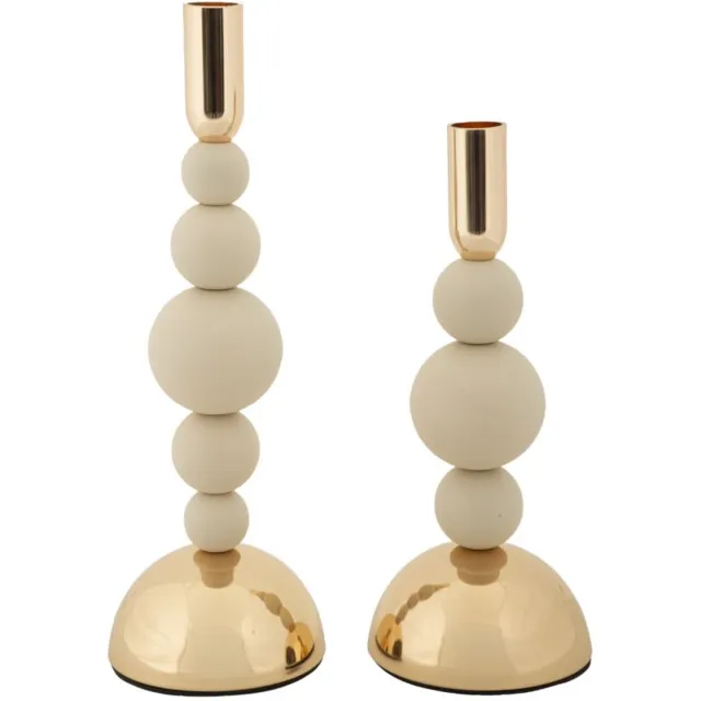 Mauro Ferretti Kandelaar Cream Set 2 Pieces 10×24 cm Crème