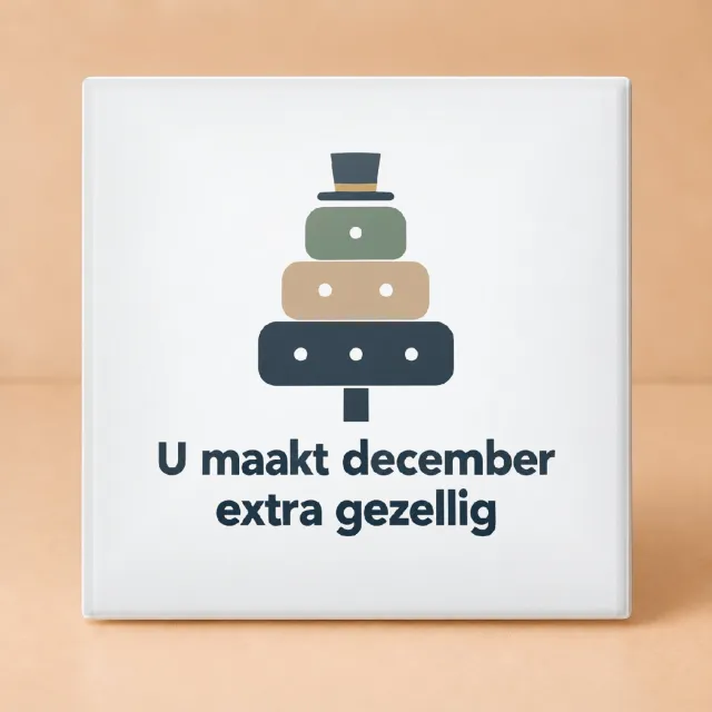 Bedruk King Sfeervolle kersttrui voor de meester Tegel – Vintage botanische prent met gezellige december tekst - 11 x 11 cm Wit