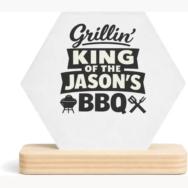 Mr Cadeautjes MDF fotolijst/inleg hexagon 14 x 13 - design Een feestelijke koffiebar-claim met een sterke persoonlijke | cadeau Wit