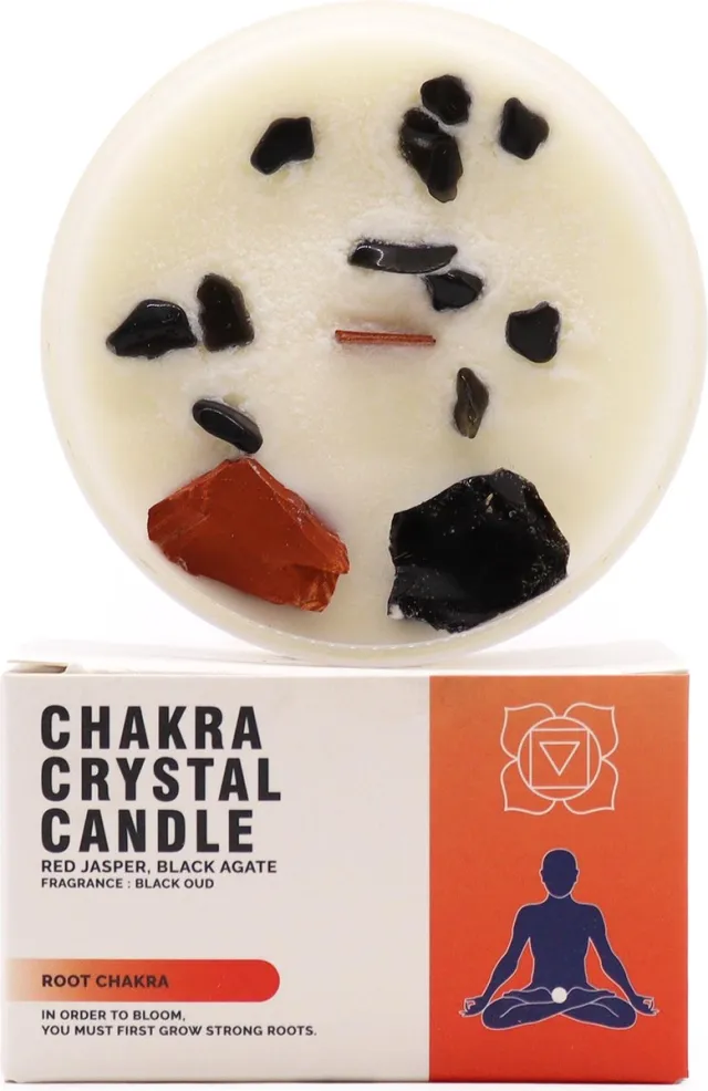 Ancient Wisdom Chakra Kristallen Kaarsen - Wortelchakra- AWGifts - Kaars - Spiritueel - Cadeau multicolor