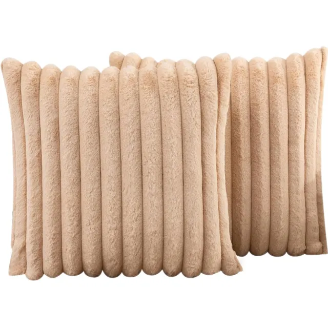 DESMIU Sierkussenhoes – Zacht En Fluweelachtig – 50 X 50 Cm – Pluche – Theegeel – Voor Bank, Bed, Stoel En Kantoor – Verborgen Rits Lichtbruin