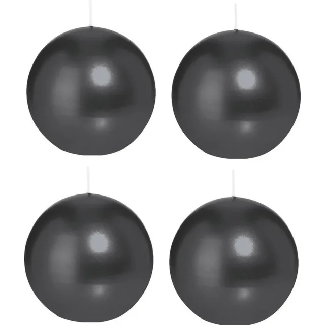 Trend Candles Bolkaars glad - 4x - zwart - 7 cm - 16 branduren - ronde kaarsen