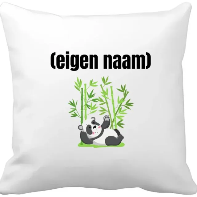 Akyol liggende panda en bamboe met eigen naam Kussen hoes - Panda - panda liefhebbers - iemand die houdt van panda's - verjaardag - cadeau - kado - 40 bij 40 cm Multicolor