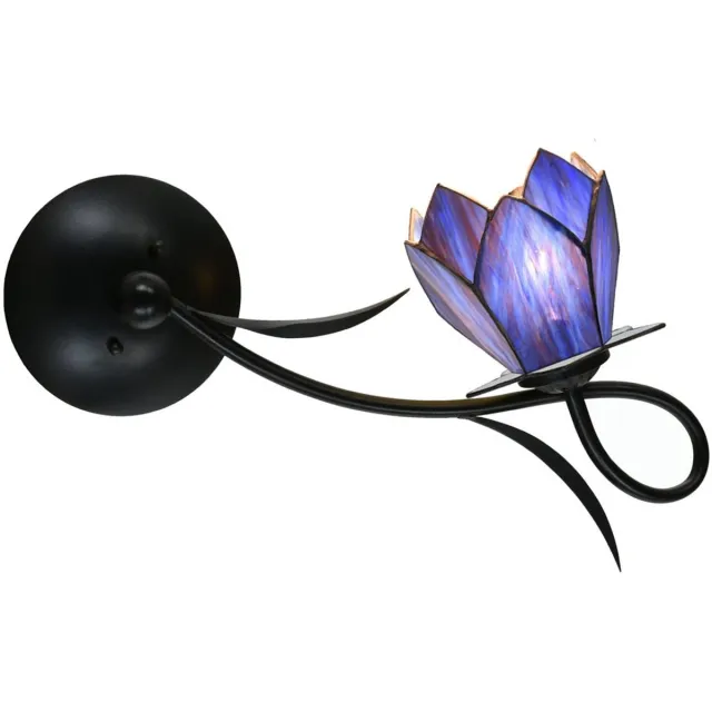 Coloured by Art Tiffany Wandlamp / Plafonnière Lovely ''Blue Lotus'' - Art Deco Trade Blauw
